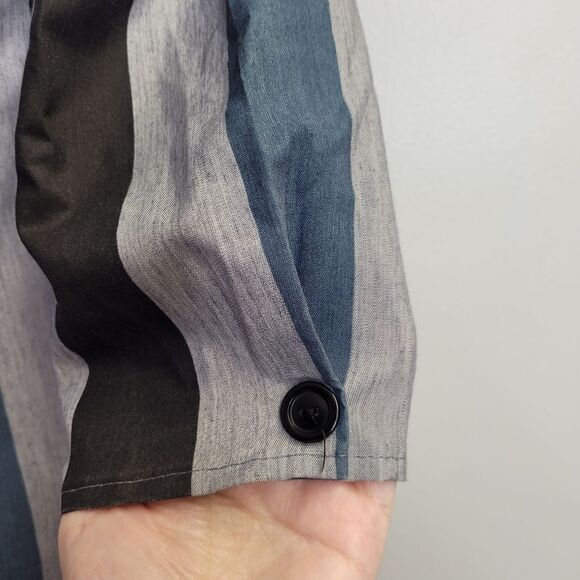 VINTAGE 70s striped puff sleeve button up back shift dress S - Picture 6 of 10